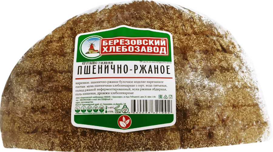

Изделие пшенично-ржаное ХЛЕБОЗАВОД БЕРЕЗОВСКИЙ в нарезке 250 г