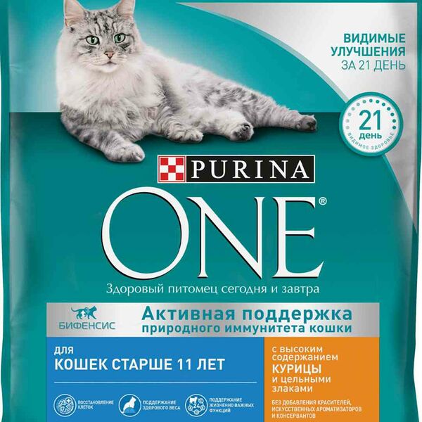 Корм для кошек старше 11 лет Purina One с курицей и злаками