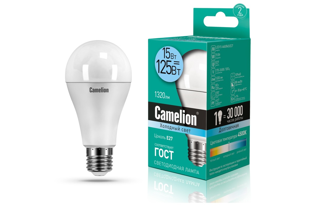 

Лампа светодиодная Camelion арт. LED15-A60-845-E27 Груша