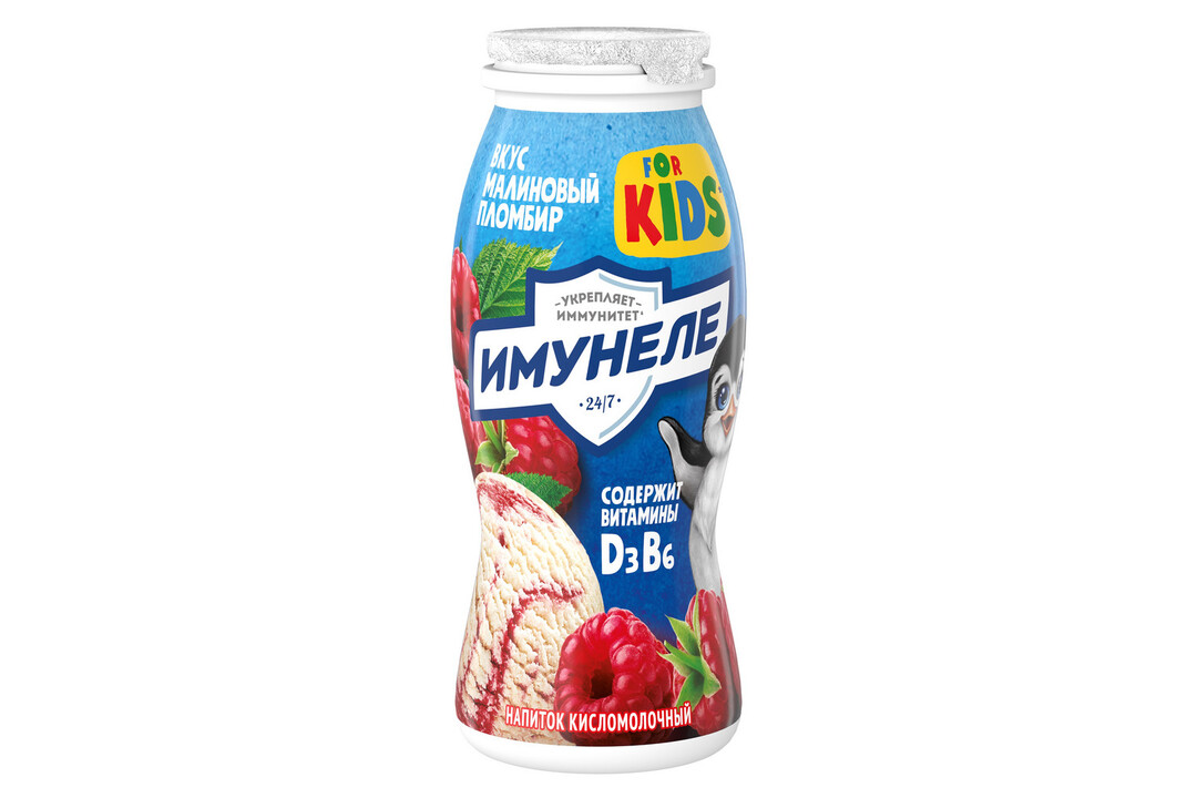 

Напиток кисломолочный Имунеле For Kids Малиновый пломбир 1.5% 100 г