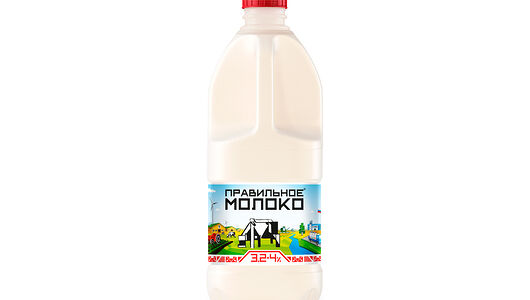 Молоко пастеризованное Правильное Молоко 3,2-4% 2 л