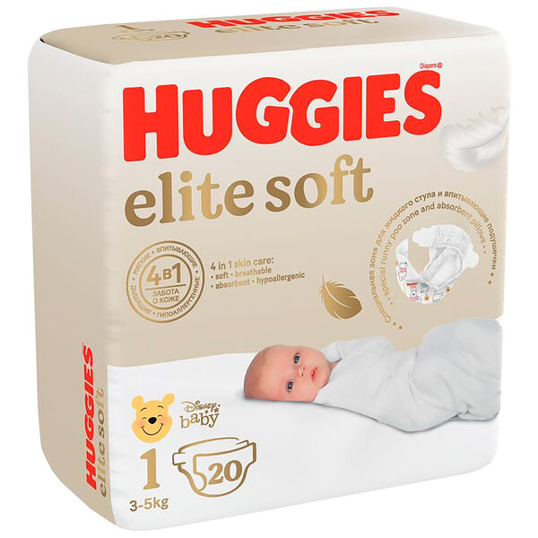 Подгузники Huggies Elite Soft 20 шт 1 (3-5 кг)