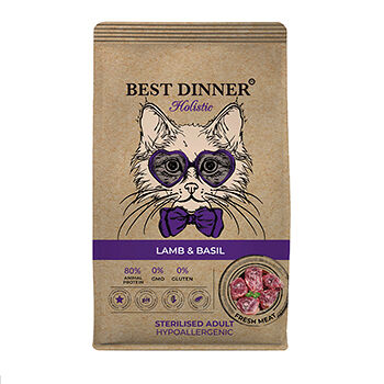Best Dinner Holistic Adult Sterilised сухой корм для стерилизованных кошек Ягненок и базилик
