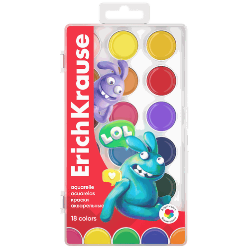 

Краски акварельные ErichKrause Jolly Friends, 18 цветов