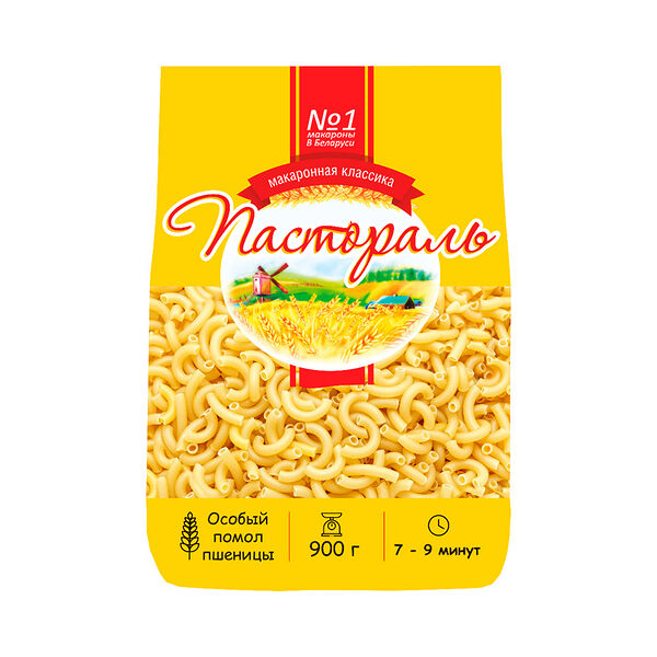 Макаронные изделия Пастораль Рожки соломка грВ в/сорт ф.0,9кг