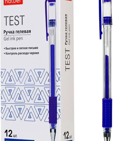 Набор ручек Hatber Test гелевая синяя 0.5мм 12шт