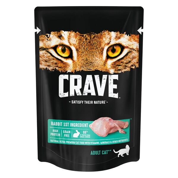 Корм консервированный для взрослых кошек CRAVE Кролик