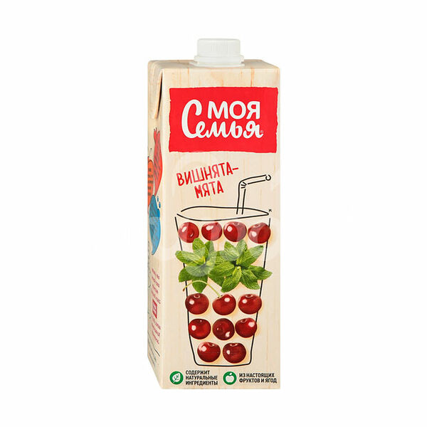 Напиток Моя Семья 0.95л Яблоко Черноплодная Рябина Вишня Мята  т/п