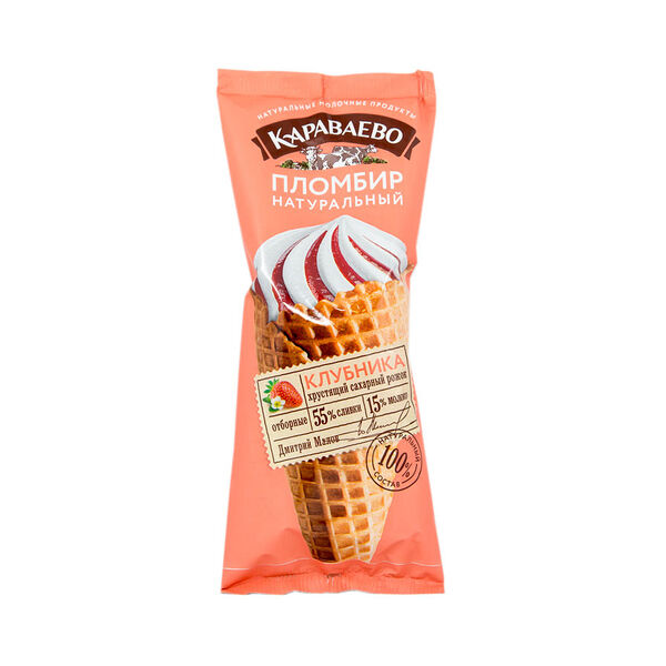 Рожок Караваево с клубничным наполнителем Россия, 100г