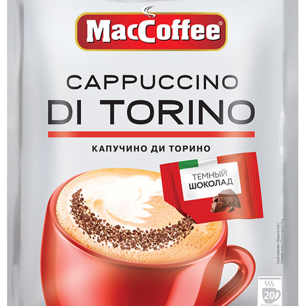 Напиток кофейный растворимый MacCoffee Cappuccino Di Torino с темным шоколадом 25,5 г * 20 шт