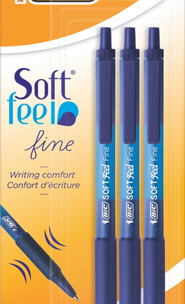 Набор шариковых ручек BIC Soft Feel Fine 0,8мм синий Арт. 893221, 3шт