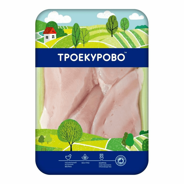 Филе грудки цыпленка-бройлера без кожи Троекурово охлажденное, вес