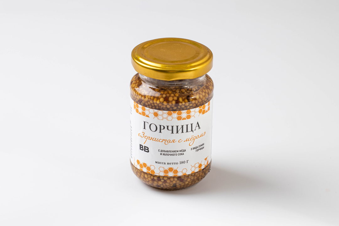

Горчица ВкусВилл Зернистая с медом 180 г