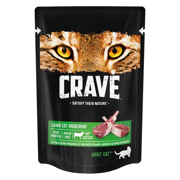 Корм консервированный для взрослых кошек CRAVE Ягненок в желе