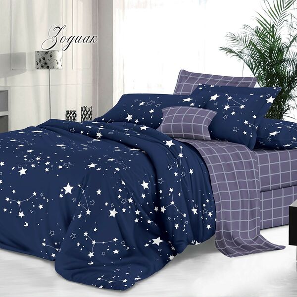 Комплект постельного белья Эльф De Luxe Зодиак, Дуэт, нав. 50х70 см, сатин