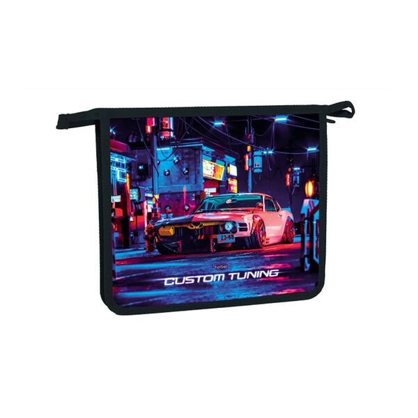 Папка для тетрадей пластик А5ф Hatber Ночной дрифт 1 отд 205х240х40мм на молнии в индив упак AMc_01009