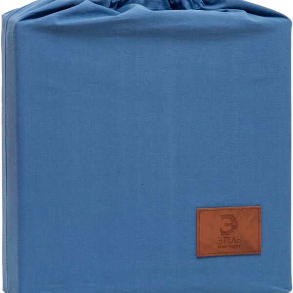 Комплект постельного белья Этель Синий жатый хлопок Евро