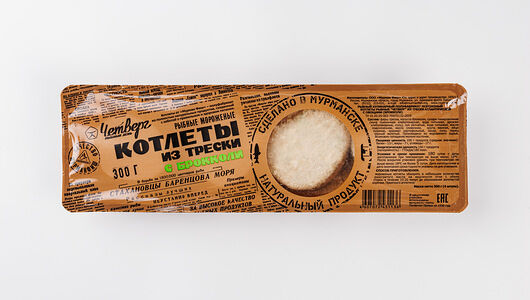 Котлеты из трески с брокколи, замороженные, (Продукт замороженный)