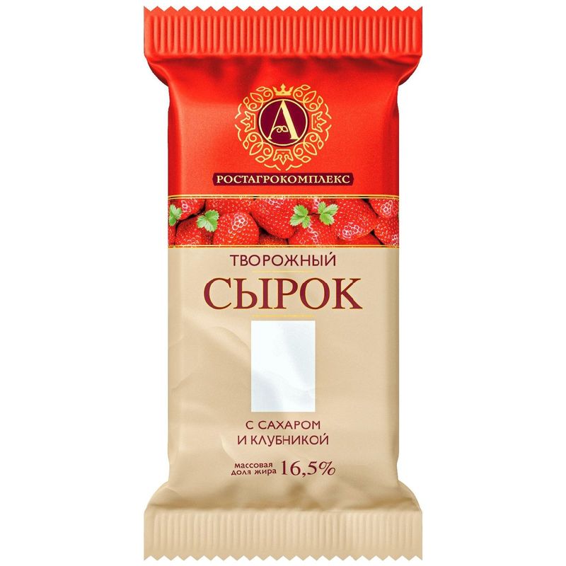 

Сырок А.Ростагрокомплекс творожный с сахаром и клубникой 16.5%, 90 г