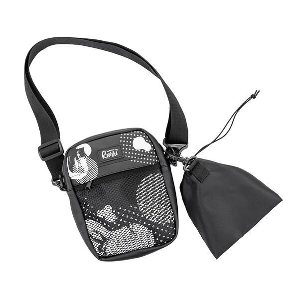 Сумка прямоугольная для лакомств с отделением для пакетиков черная геометрия, 20,5x16x5,5 см