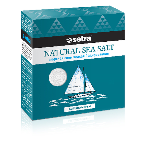 Соль Setra морская йодированная мелкая 500г