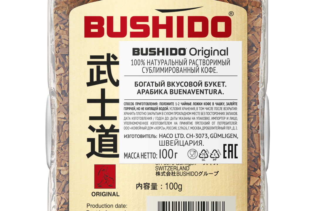 

Кофе растворимый Bushido Оригинальный (Original) 100 г