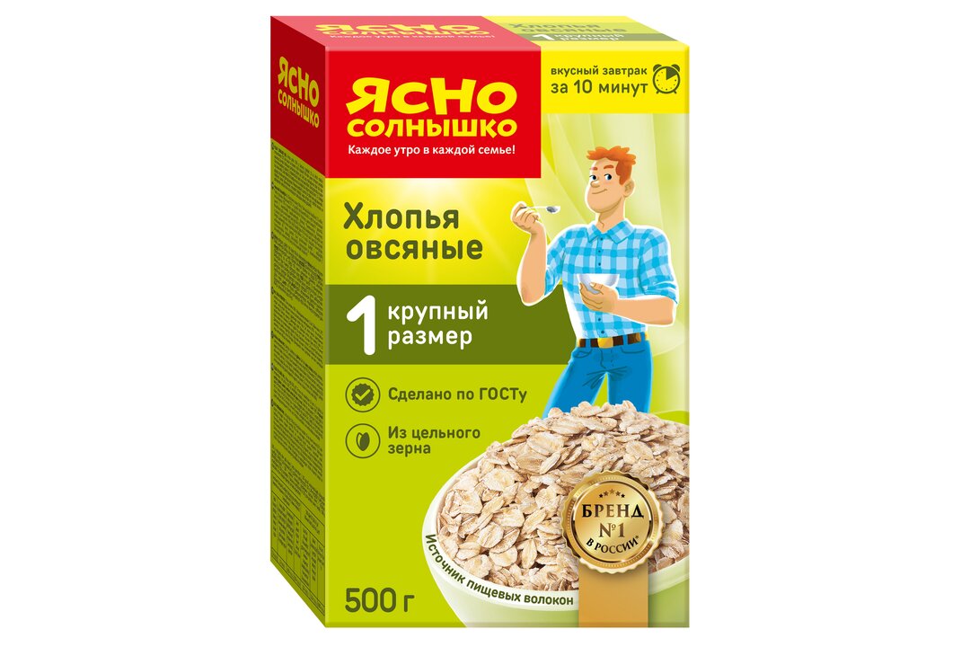 

Хлопья овсяные Ясно Солнышко №1 быстрого приготовления 500 г