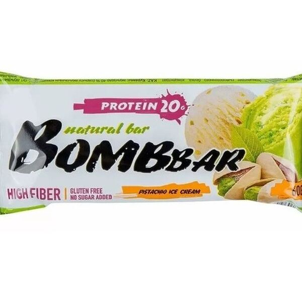 Батончик протеиновый Bombbar Фисташковый пломбир 60г
