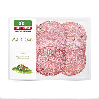 Колбаса сырокопченая Велком Миланская, нарезка, 90г