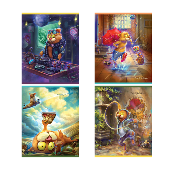 Тетрадь общая BG Барсик А5 48 листов в клетку на скрепке глянцевая ламинация цвет в ассортименте