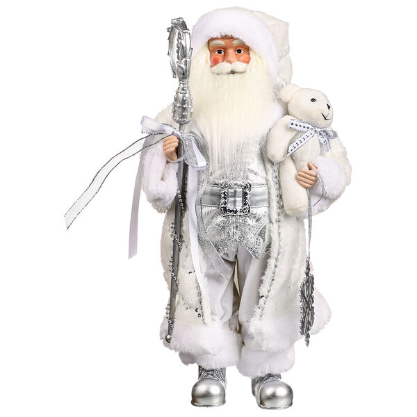 Сноу бум фигура новогодняя дед мороз, высота 45 см, полиэстер, белая шубка