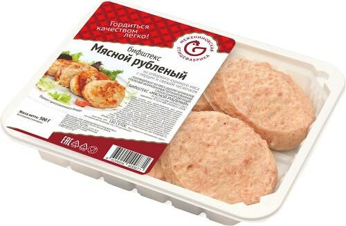 Бифштекс Межениновская птицефабрика мясной рубленый из мяса птицы замороженный 500 г
