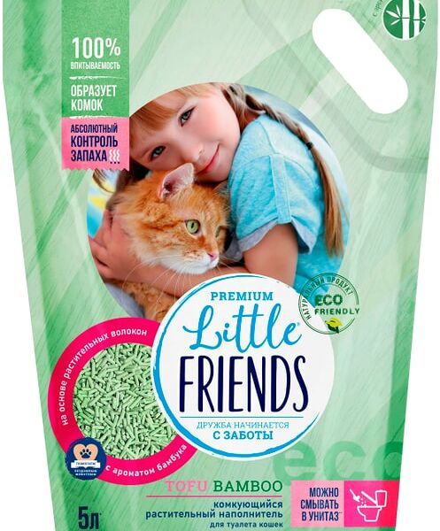 Наполнитель для кошачьего туалета Little Friends Tofu Bamboo комкующийся 2.5кг