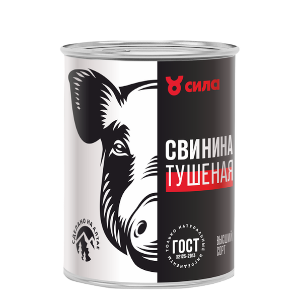 Свинина тушеная Сила высший сорт, ГОСТ, 338 г