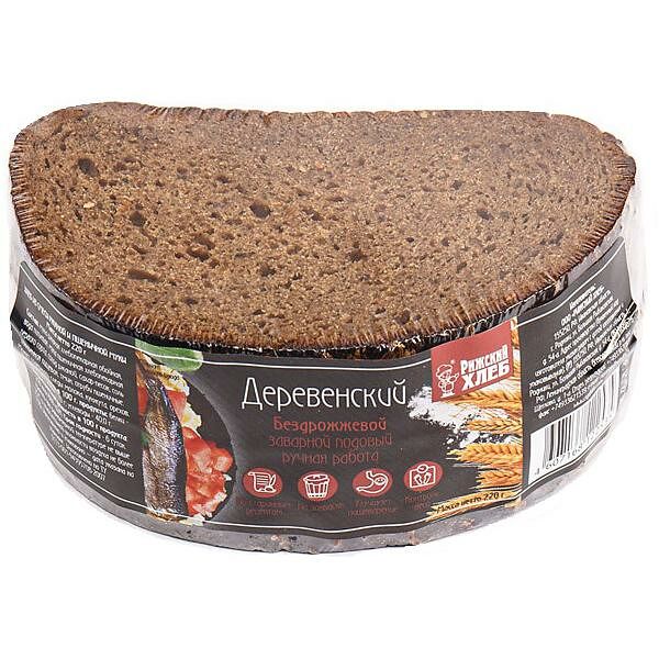 Хлеб Рижский хлеб Деревенский бездрожжевой в нарезке, половинка