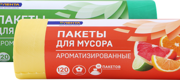 Пакеты для мусора ЛЕНТА Арома 120л, 10шт