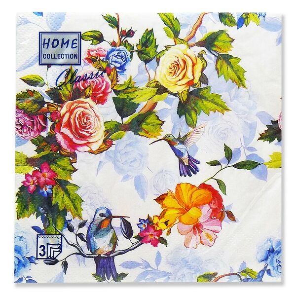 Салфетки бумажные Колибри, 3 слоя, 20 шт, 33 см