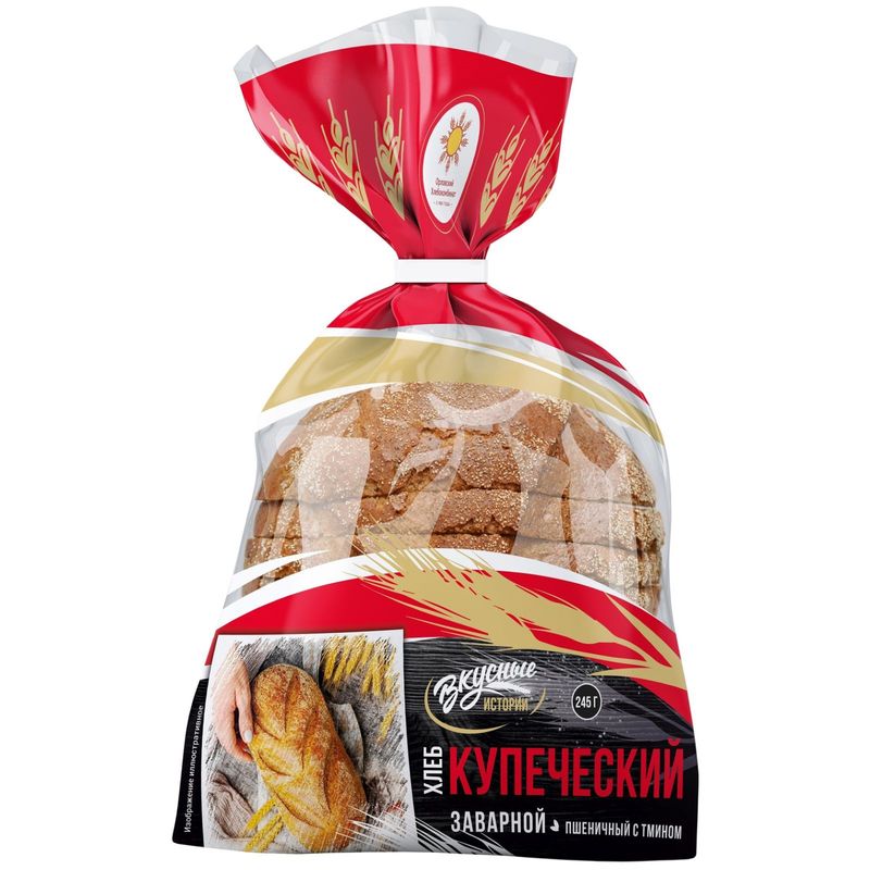 

Хлеб пшеничный Орловский Хлебокомбинат Купеческий подовый в нарезке половинка 245 г