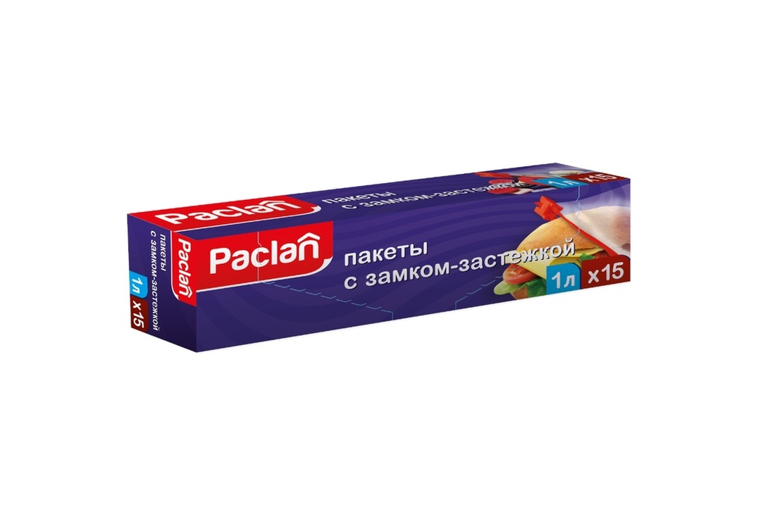 

Пакет для продуктов Paclan с замком-застежкой 22х18 см 1 л 15 шт