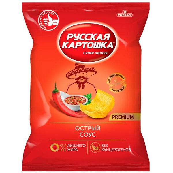 Чипсы Русская Картошка картофельные со вкусом Острый соус, 190г