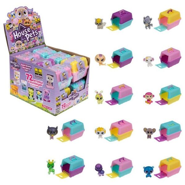 Игрушка-сюрприз 1Toy House Pets Питомец в переноске 6х5х5см, 1шт, в ассортименте