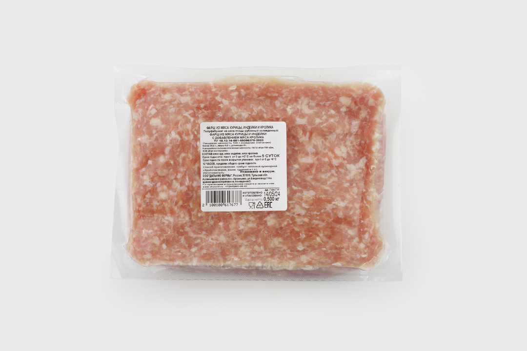 

Фарш из мяса курицы, индейки и кролика