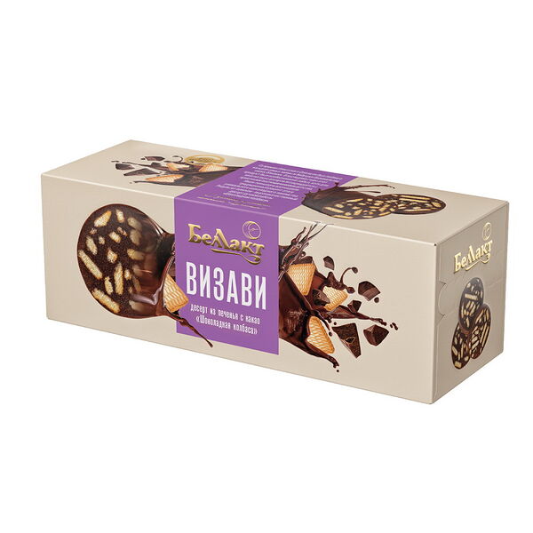Десерт из печенья с какао Шоколадная колбаса 25% 300г к/кор