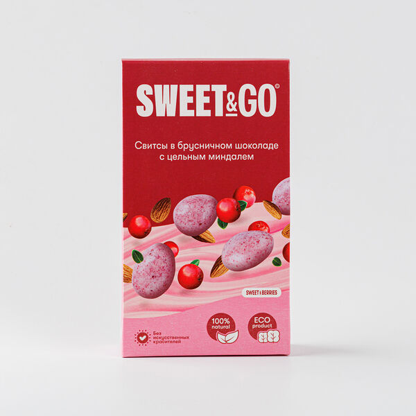 Конфеты в брусничном шоколаде с цельным миндалём, Sweet & Go