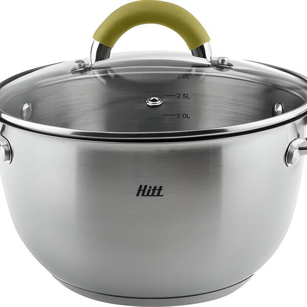Кастрюля Hitt Organic индукционная со стеклянной крышкой, 3.3 л