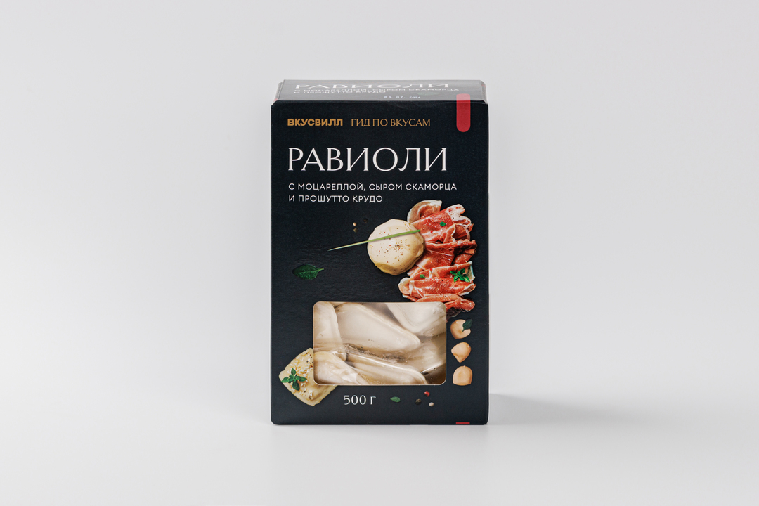

Равиоли ВкусВилл с моцареллой, сыром скаморца и прошутто крудо 500 г