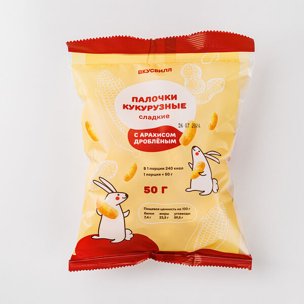 Палочки кукурузные сладкие с арахисом дробленым 50г