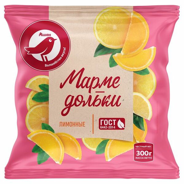 Мермелад АШАН Красная птица Мармедольки лимонные