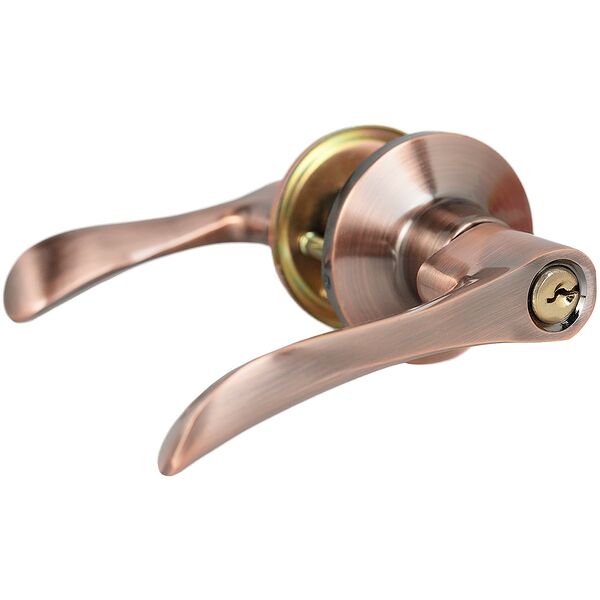 Ручка-защелка 891 ET AC с ключом, прямая волна, старая медь