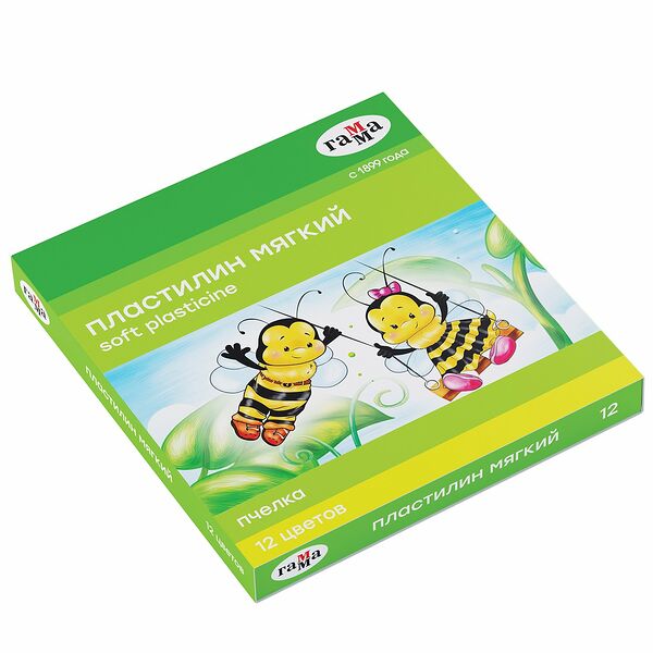 Пластилин Гамма Пчелка восковой 12 цветов